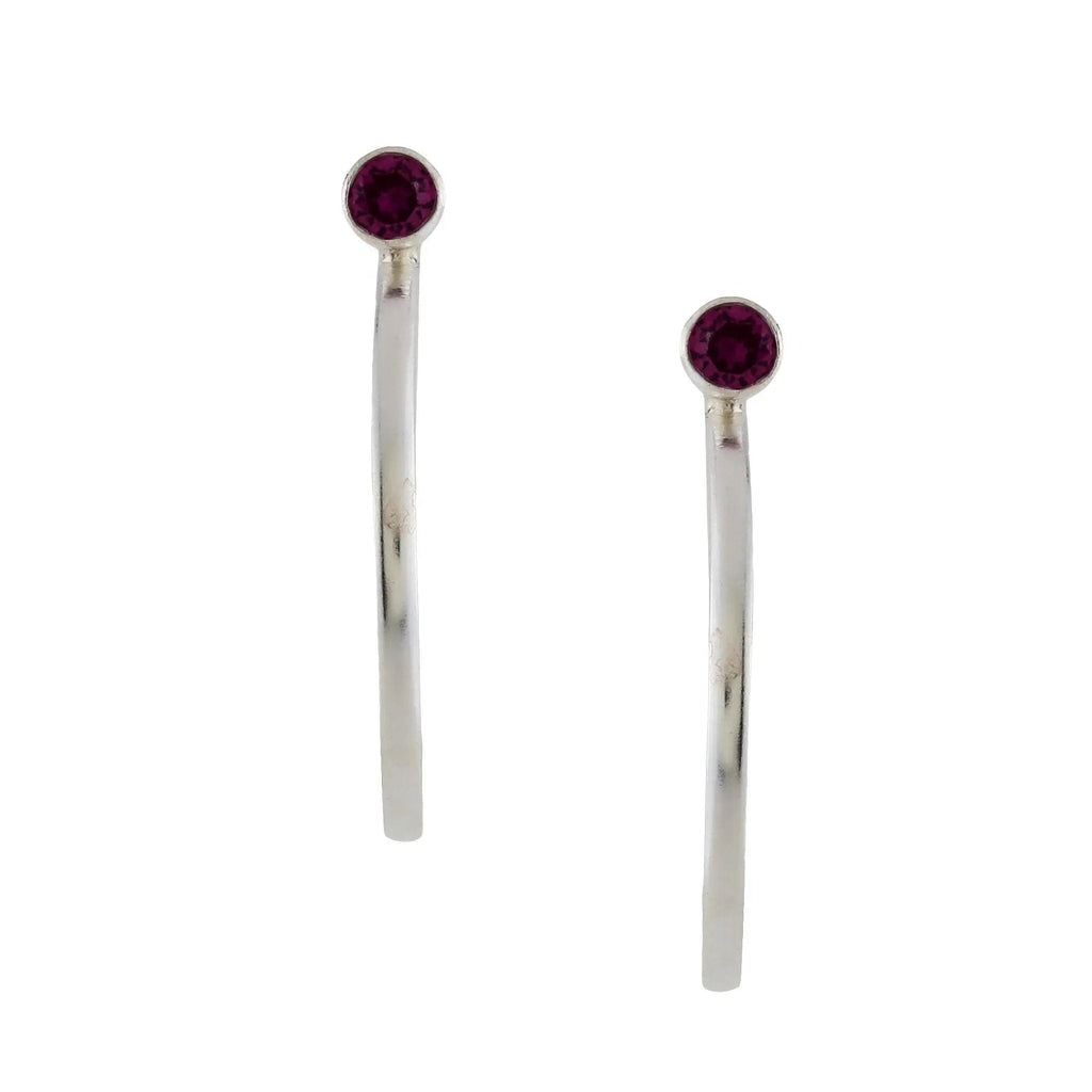 Zircon Sterling Silver Hoop Earrings