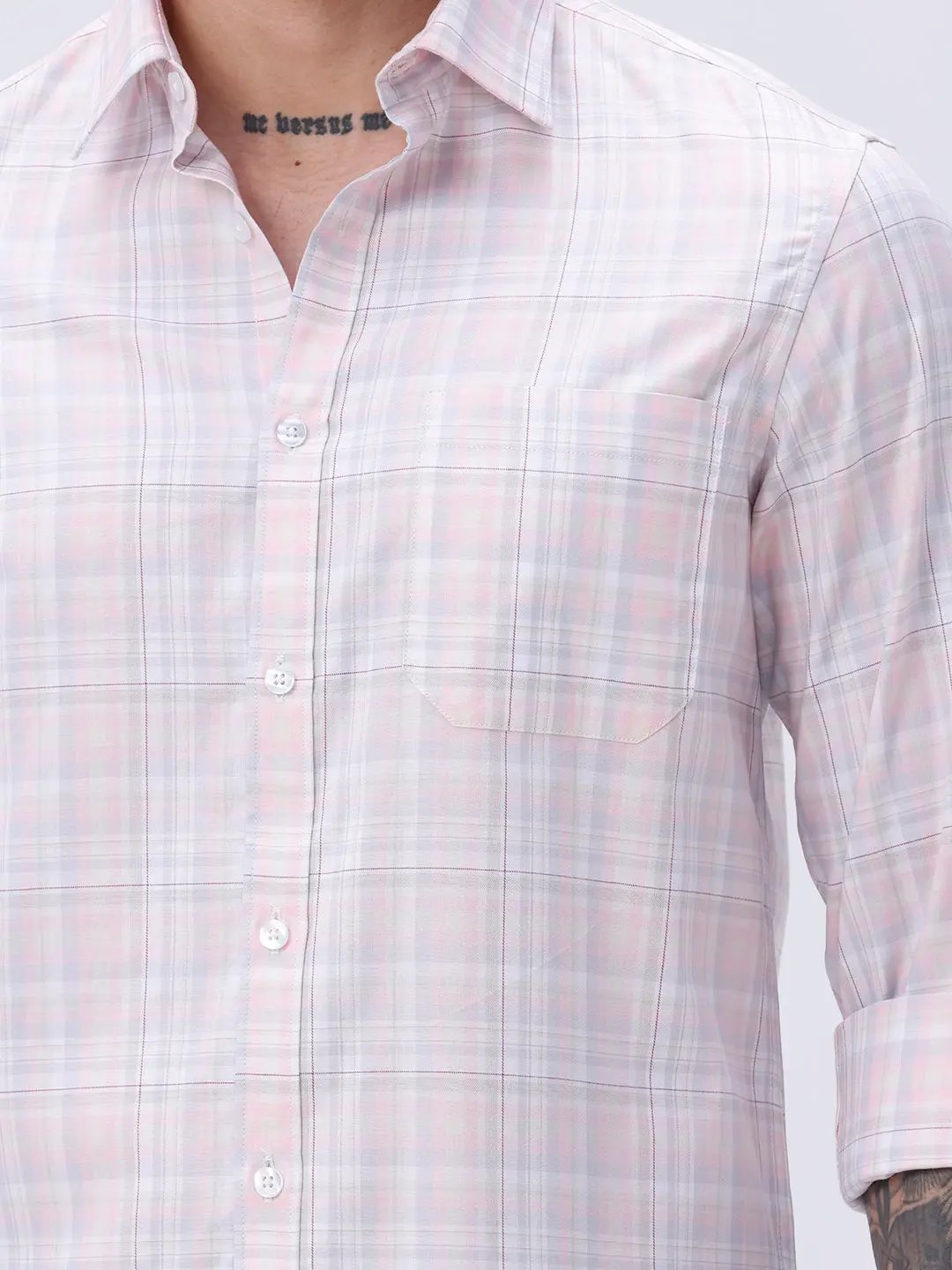 Pink and Grey Checks Cotton Tencel ShirtUnited By Hope