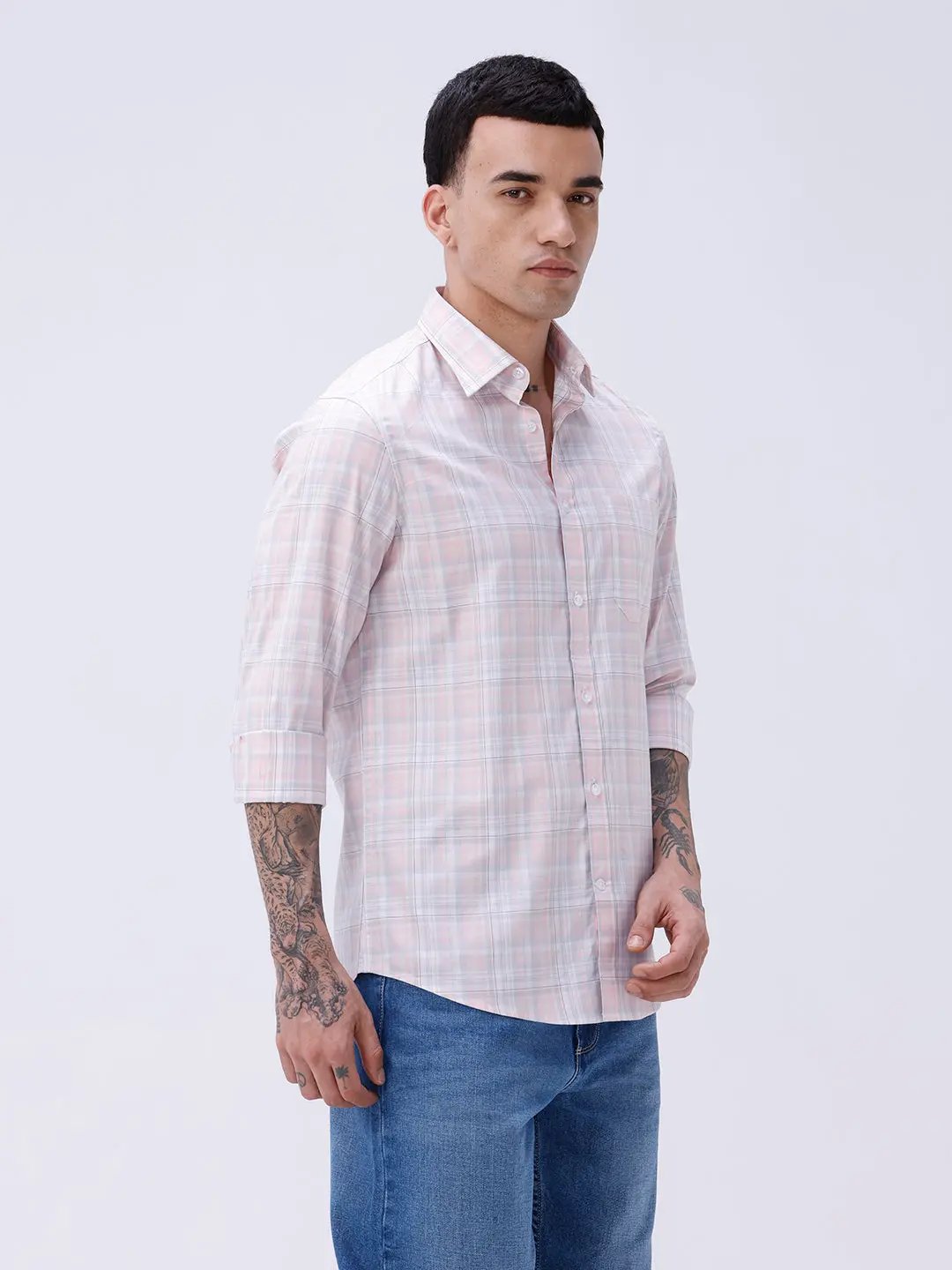 Pink and Grey Checks Cotton Tencel ShirtUnited By Hope