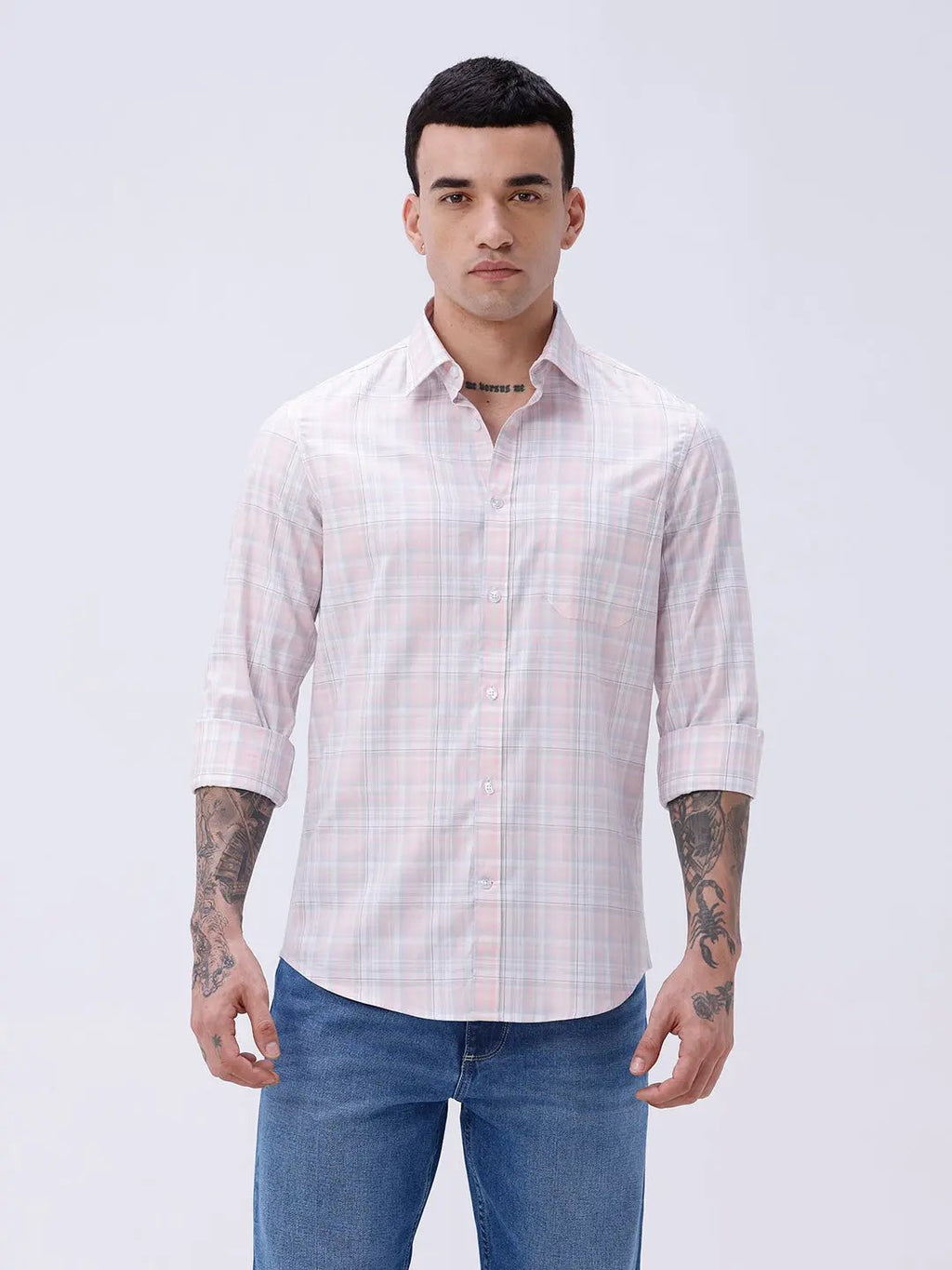 Pink and Grey Checks Cotton Tencel ShirtUnited By Hope