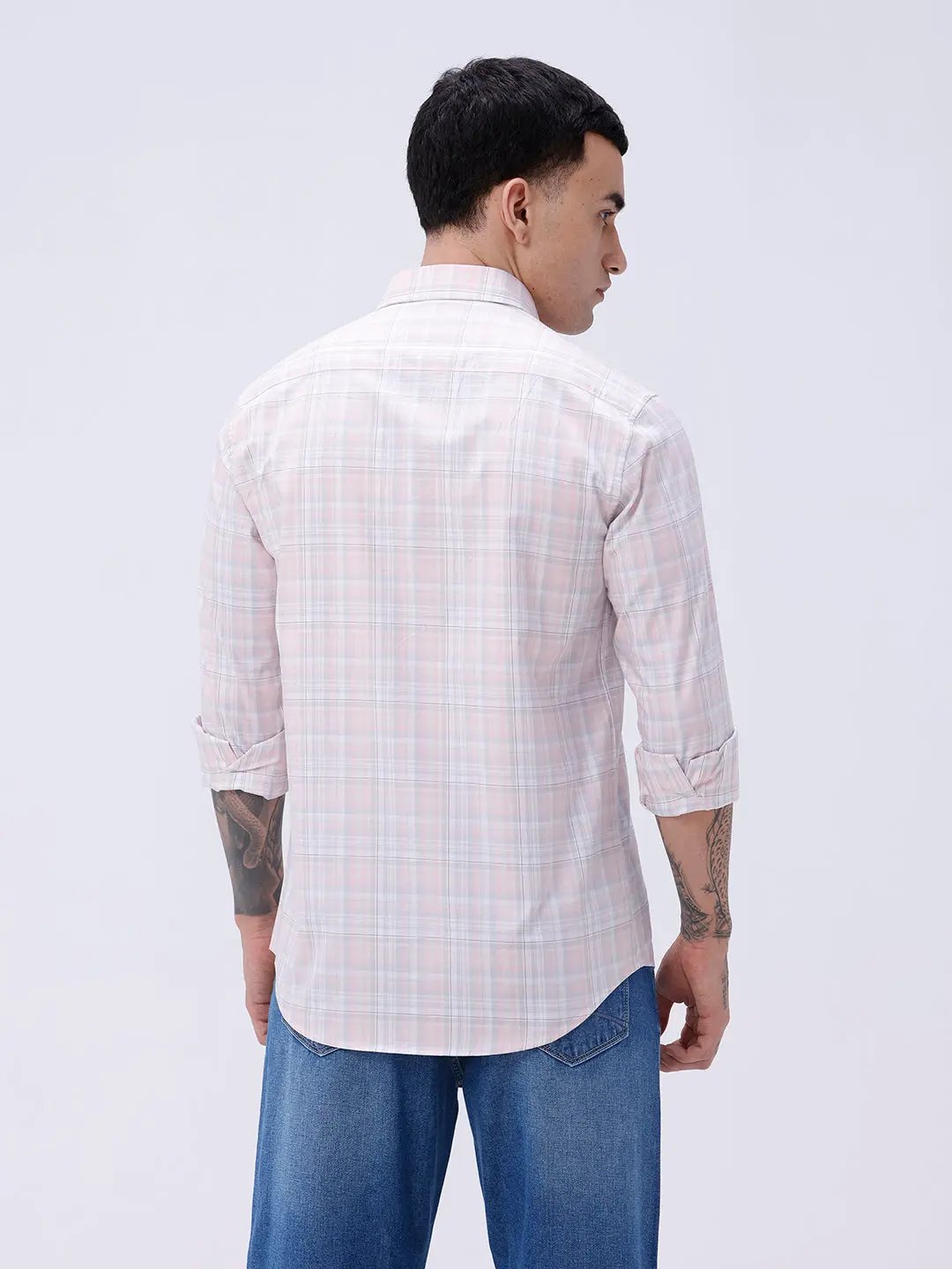 Pink and Grey Checks Cotton Tencel ShirtUnited By Hope