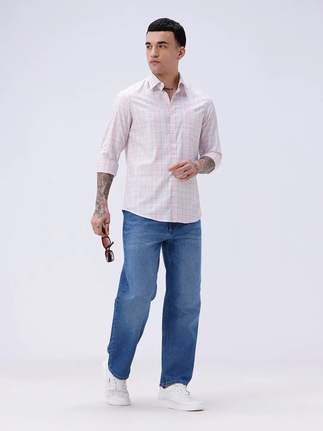 Pink and Grey Checks Cotton Tencel ShirtUnited By Hope