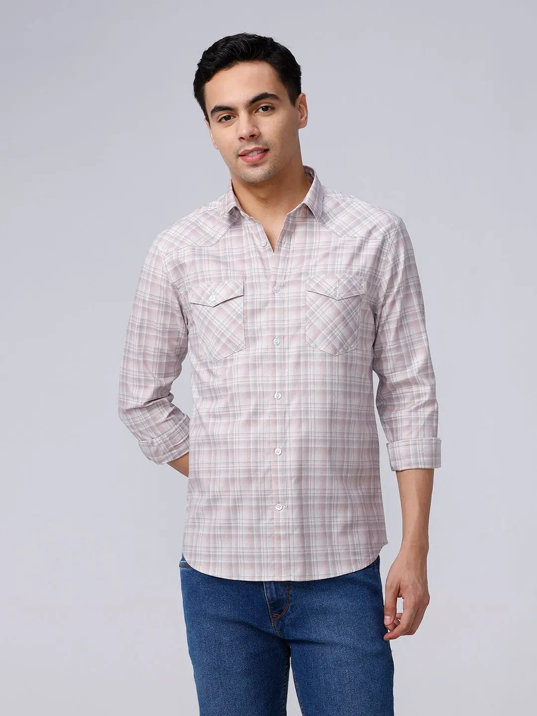 Pink and Grey Checks Twill ShirtUnited By Hope