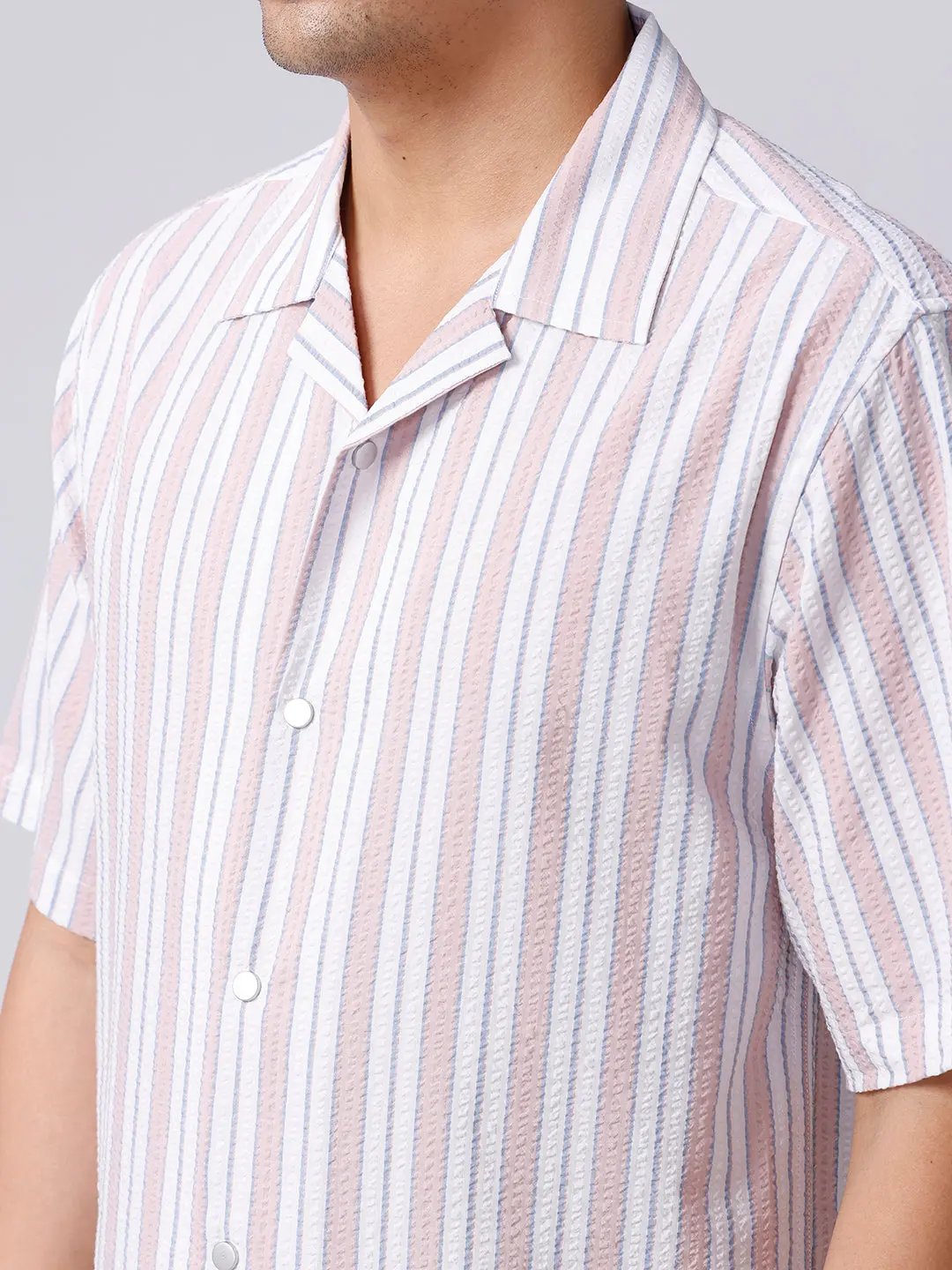 Pink and White Stripes Waffle Dobby ShirtUnited By Hope