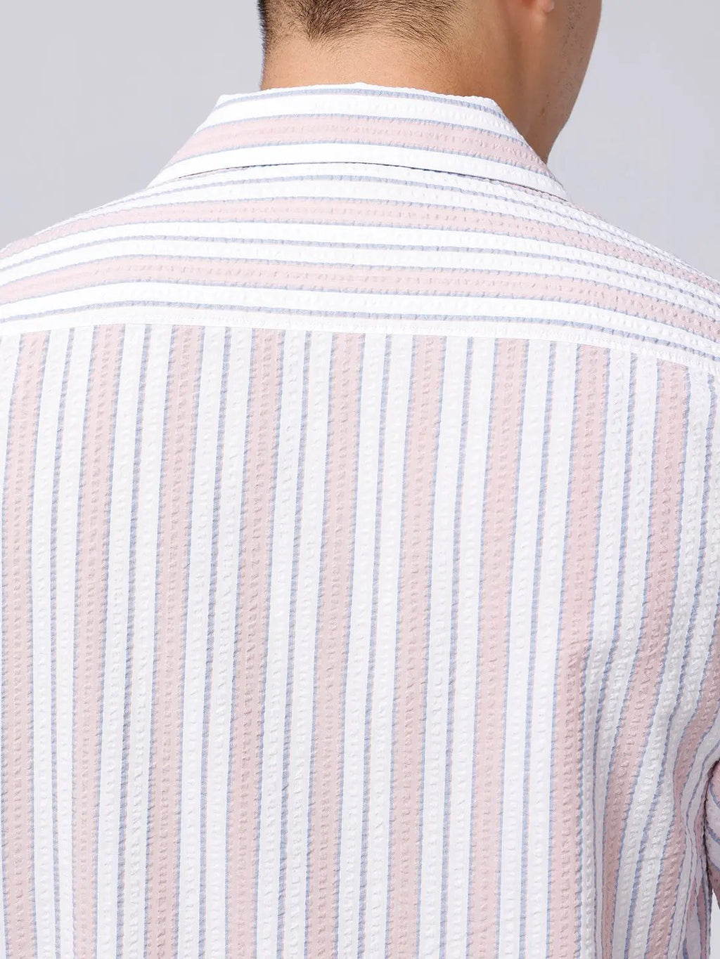 Pink and White Stripes Waffle Dobby ShirtUnited By Hope
