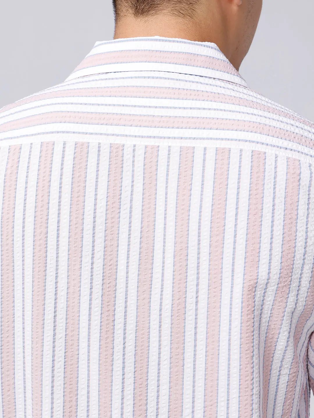 Pink and White Stripes Waffle Dobby ShirtUnited By Hope