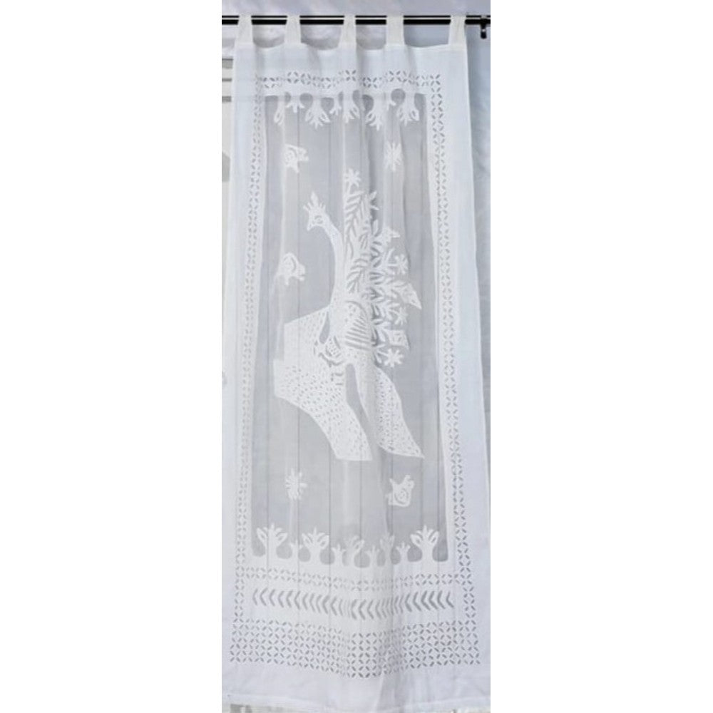 Applique Work Wall Hanging White Curtain
Size - 44"X84" (3.5 X 7 Ft)-Indiehaat