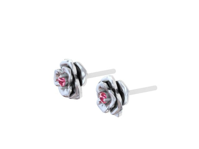 Silver Rose Stud Earrings