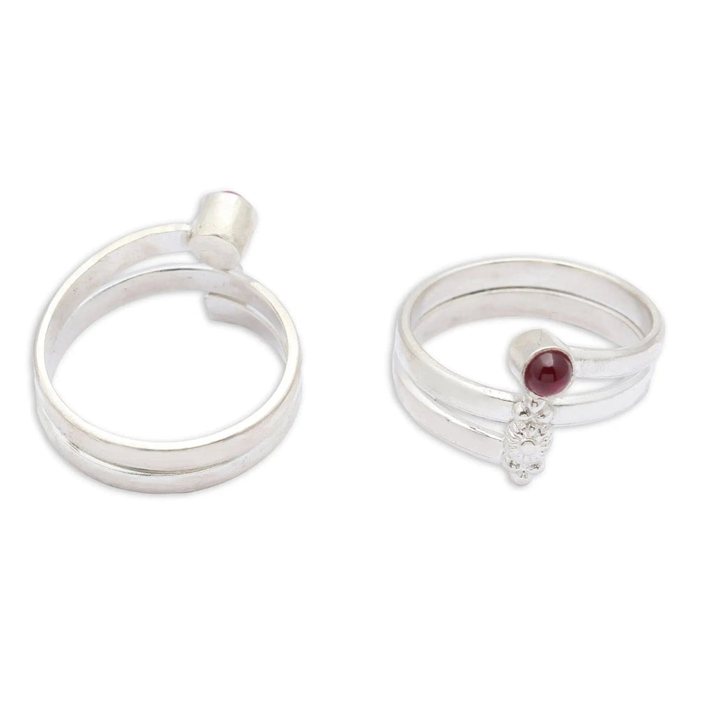 Red Silver Toe Ring