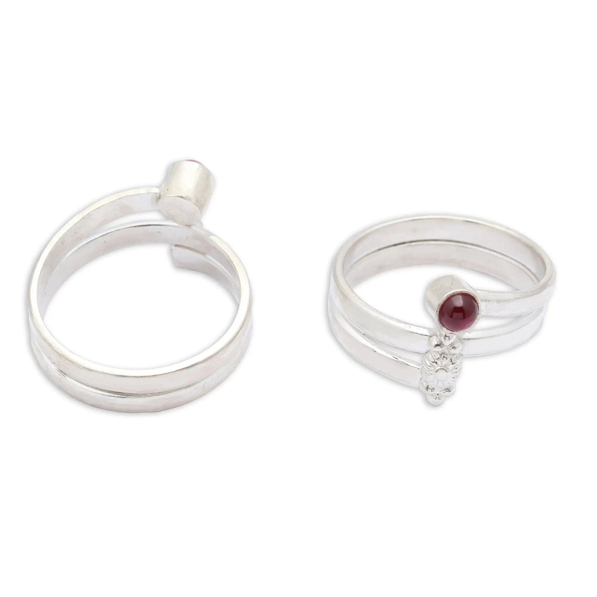 Red Silver Toe Ring