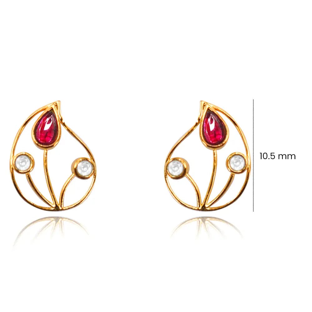 Red & White Silver 92.5 Aam Ras Stud Earring