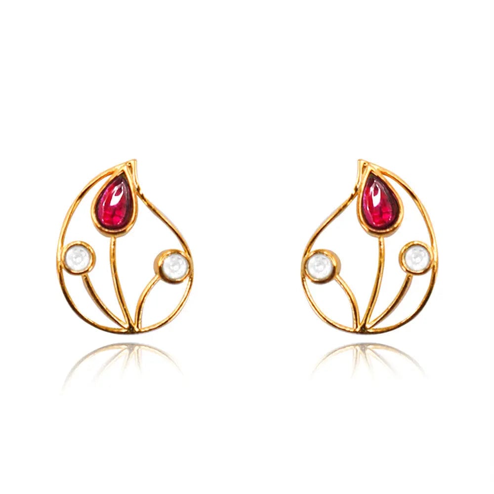 Red & White Silver 92.5 Aam Ras Stud Earring