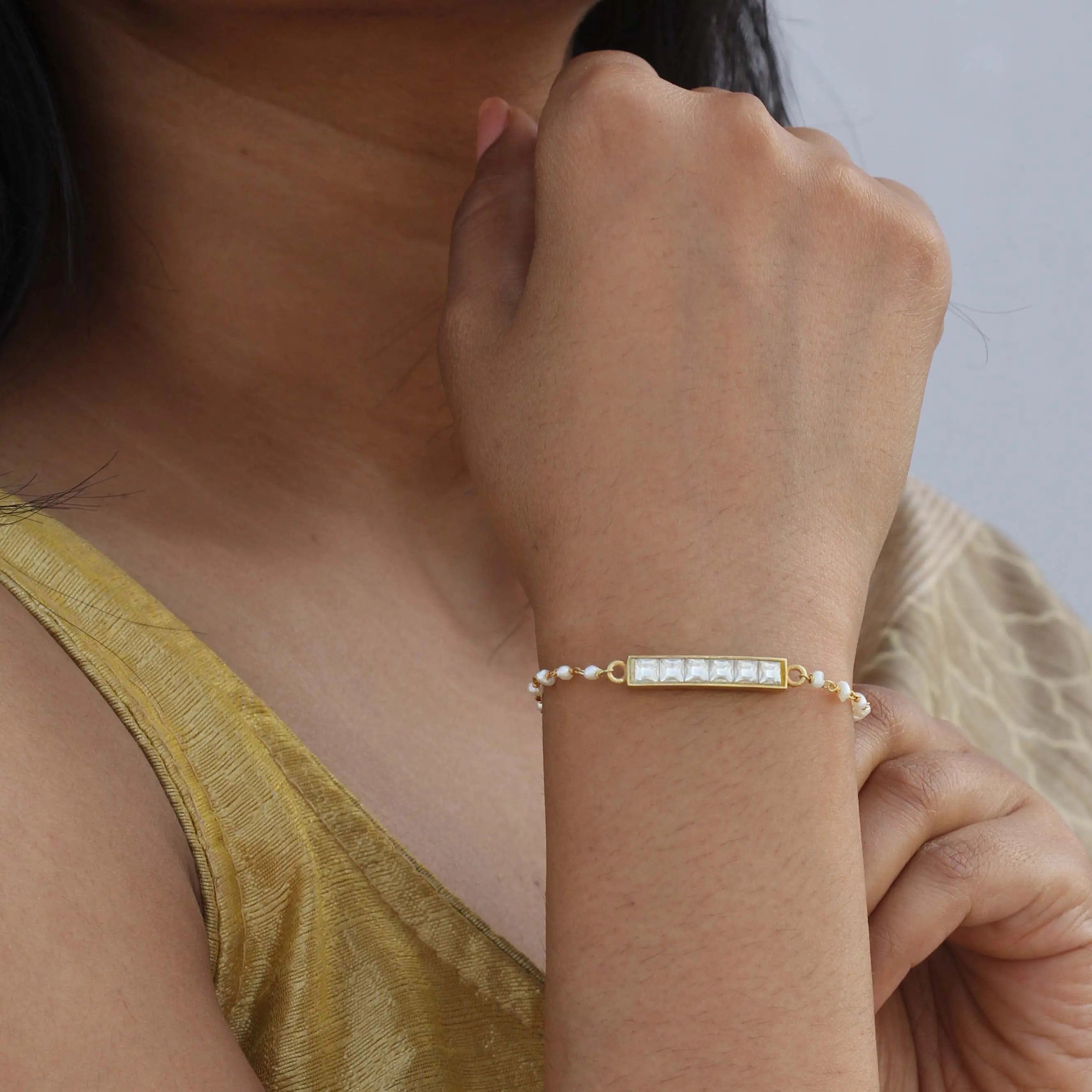 Silver 6 Stone Luck Bracelet