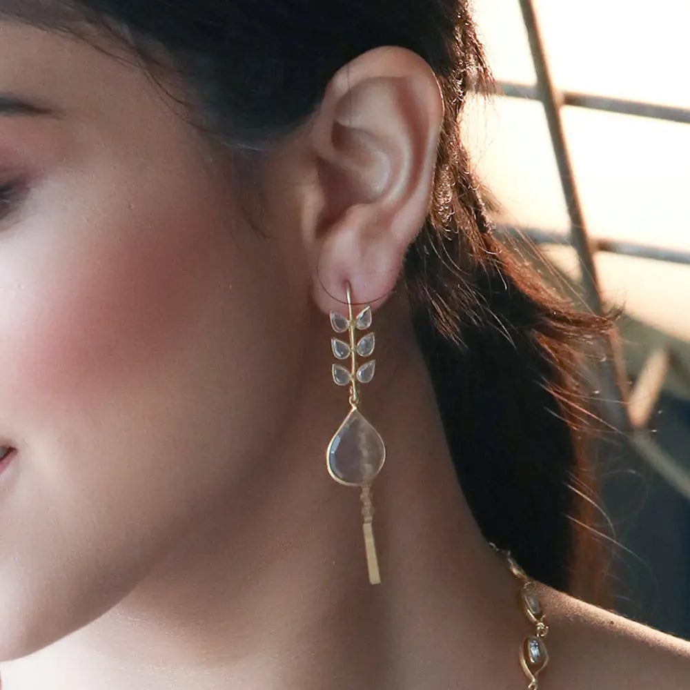 Polki Sui Dhaga earrings in 92.5 silver with elegant linear design and traditional appeal