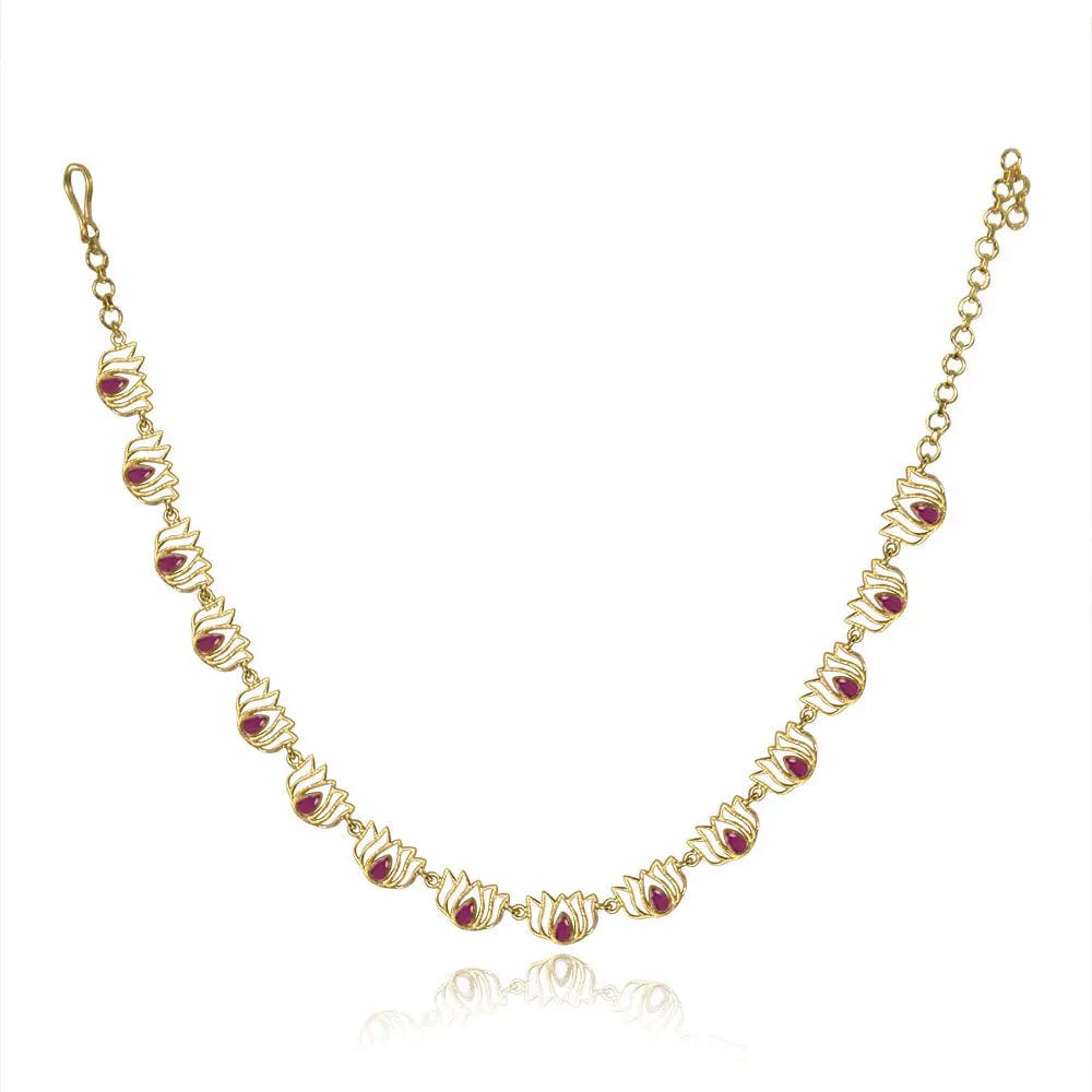 SILVER RED LONG LOTUS NECKLACE