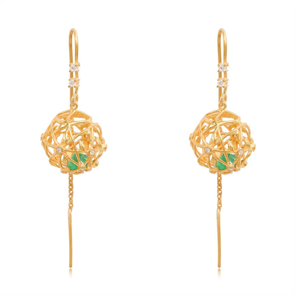 Sitayan Vatika Silver Golden beauty Sui Dhaga Earrings.