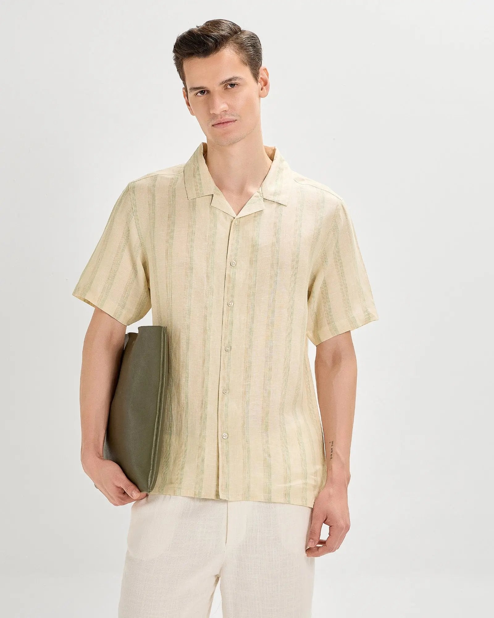 Sandshell Striped Linen ShirtUnited By Hope