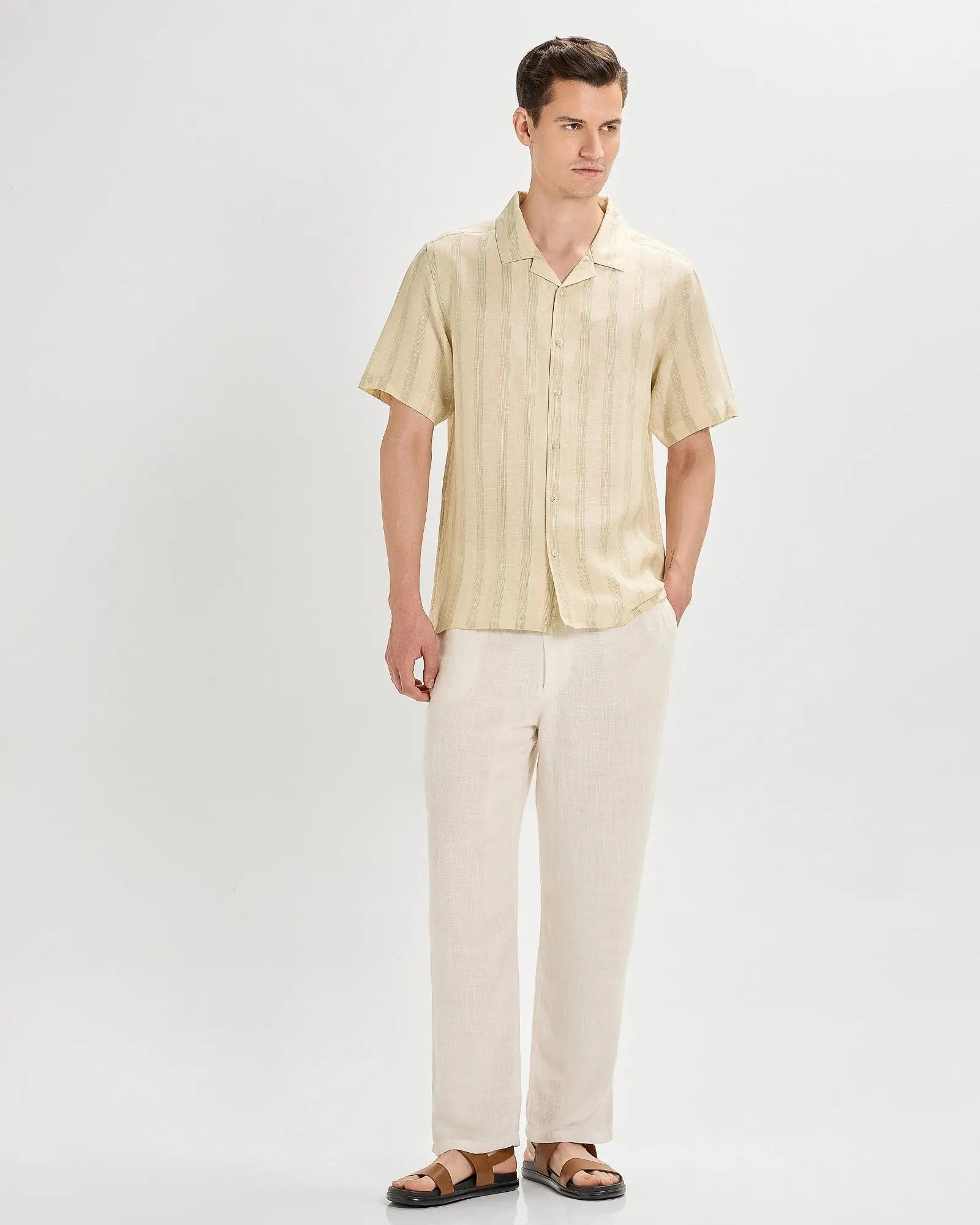 Sandshell Striped Linen ShirtUnited By Hope