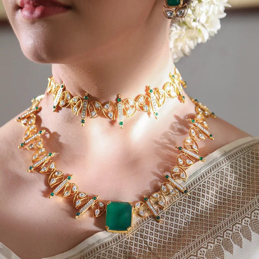 Silver 92.5 Aam Ras Polki Necklace
