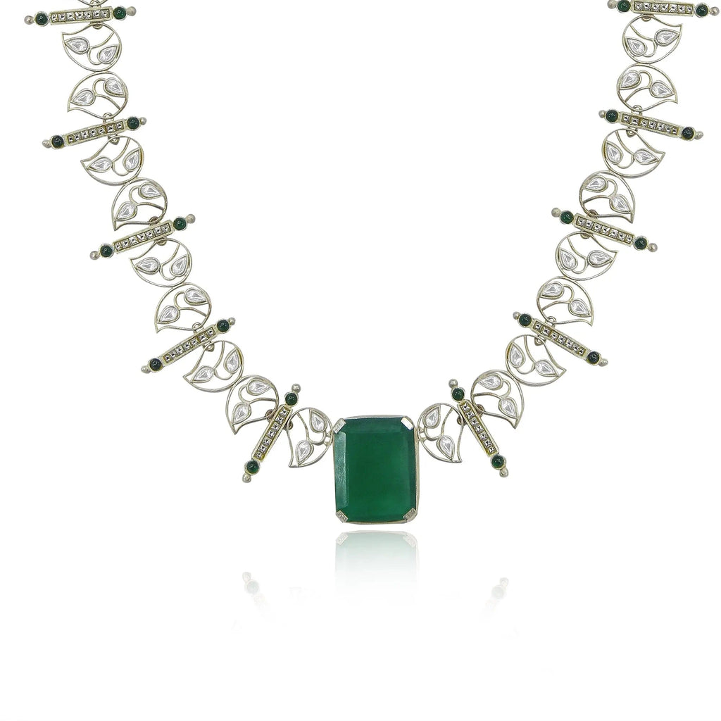 Silver 92.5 Aam Ras Polki Necklace