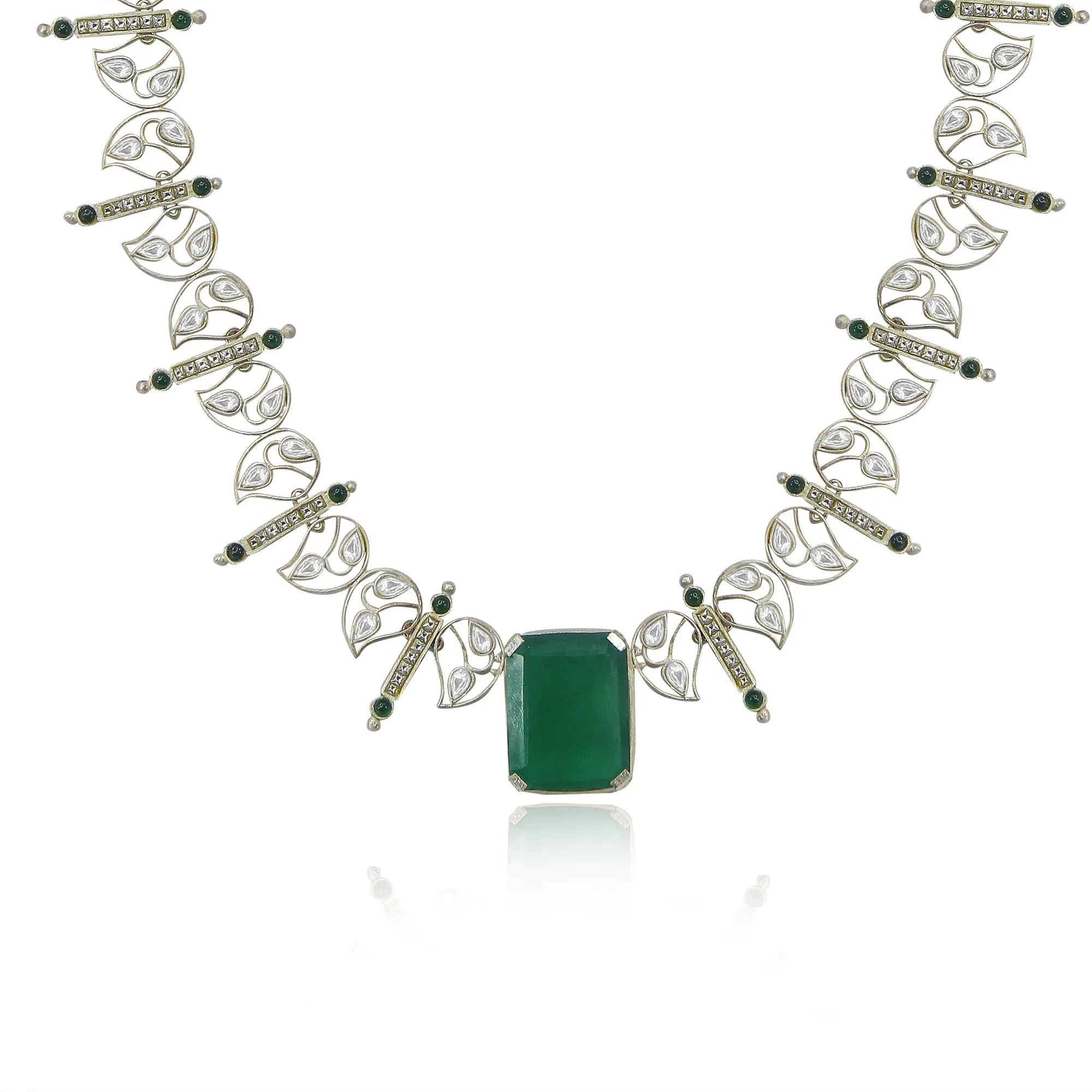 Silver 92.5 Aam Ras Polki Necklace