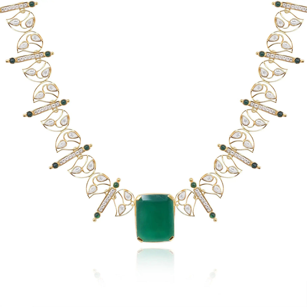 Silver 92.5 Aam Ras Polki Necklace