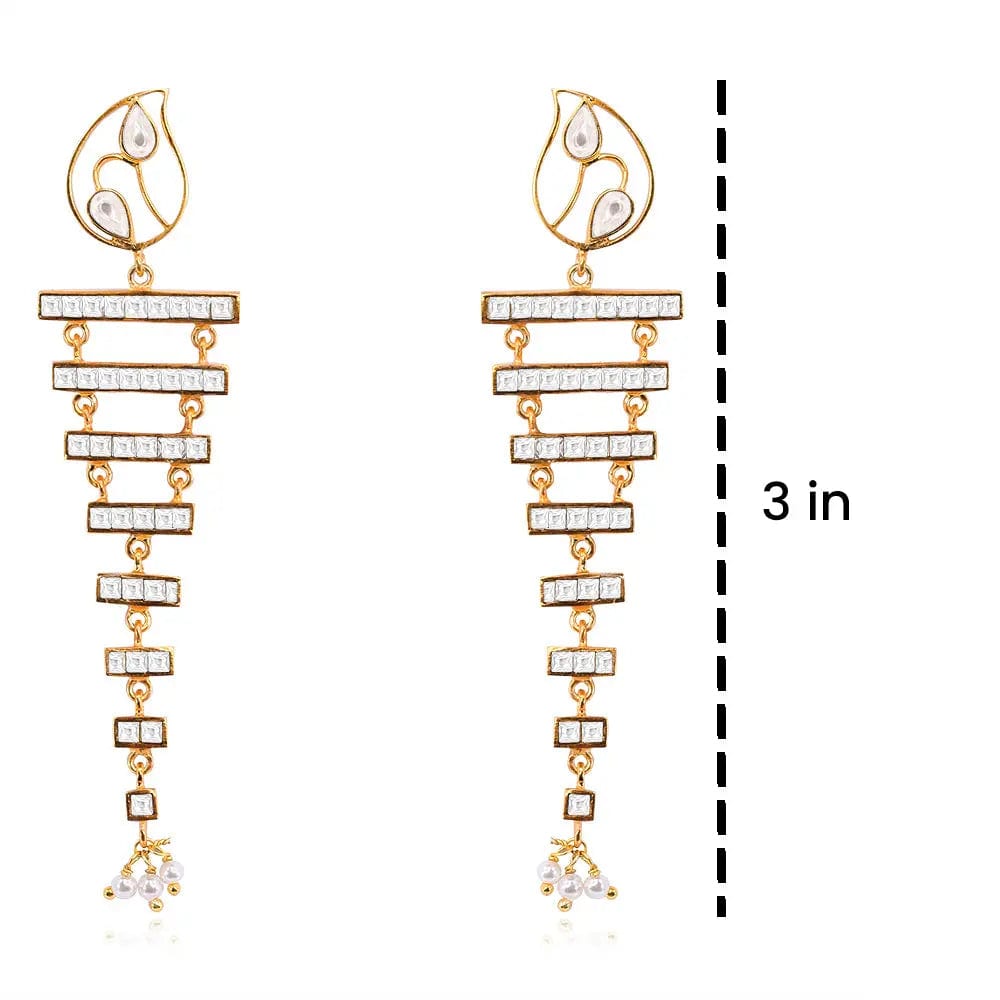 Silver 92.5 Aam Ras Polki Step Earrings