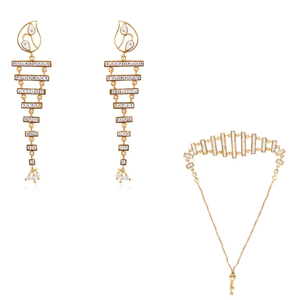 Silver 92.5 Aam Ras Polki Step Earrings