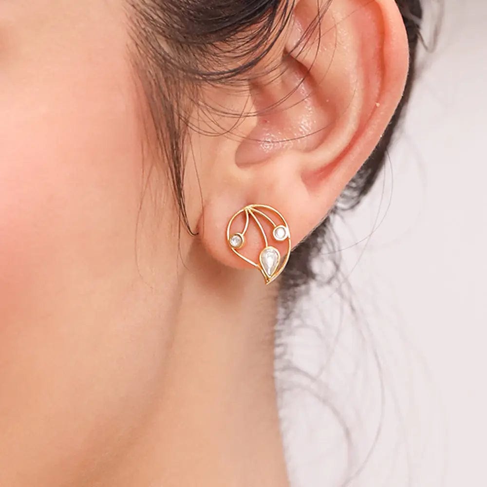 Silver 92.5 Aam Ras White Stone Studs