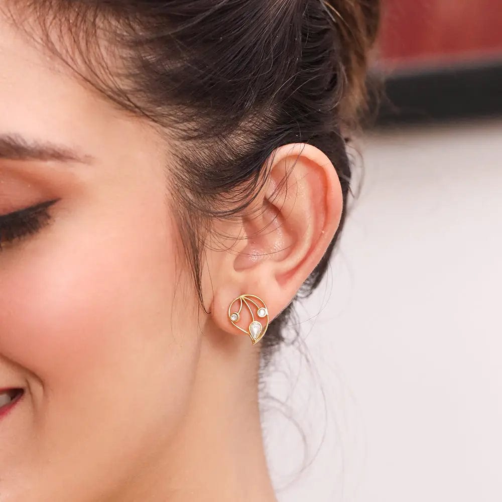 Silver 92.5 Aam Ras White Stone Studs