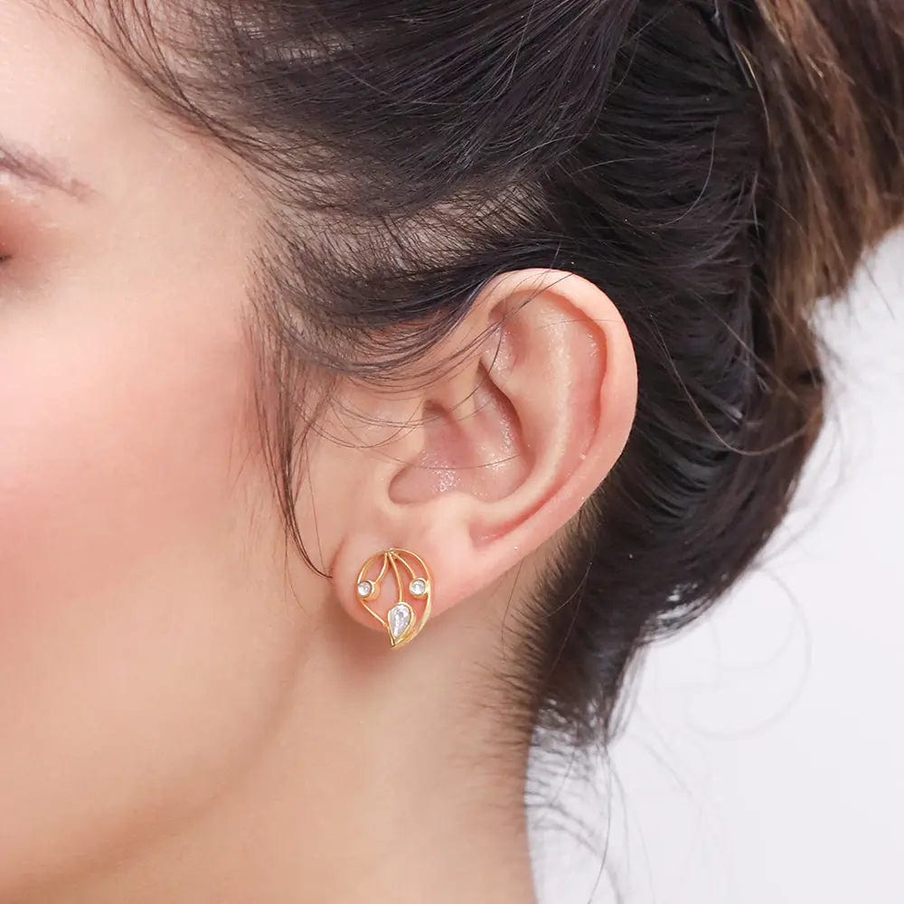 Silver 92.5 Aam Ras White Stone Studs