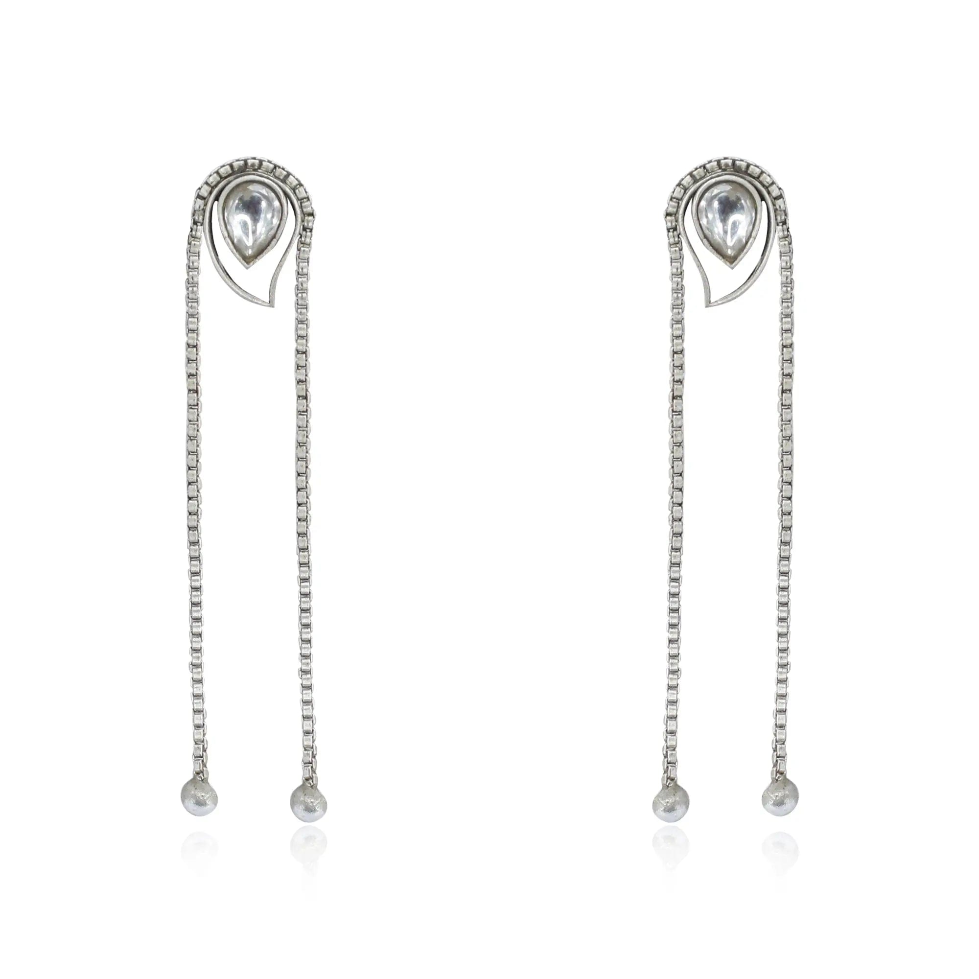 Silver 92.5 Aam Ras With Chain Earring