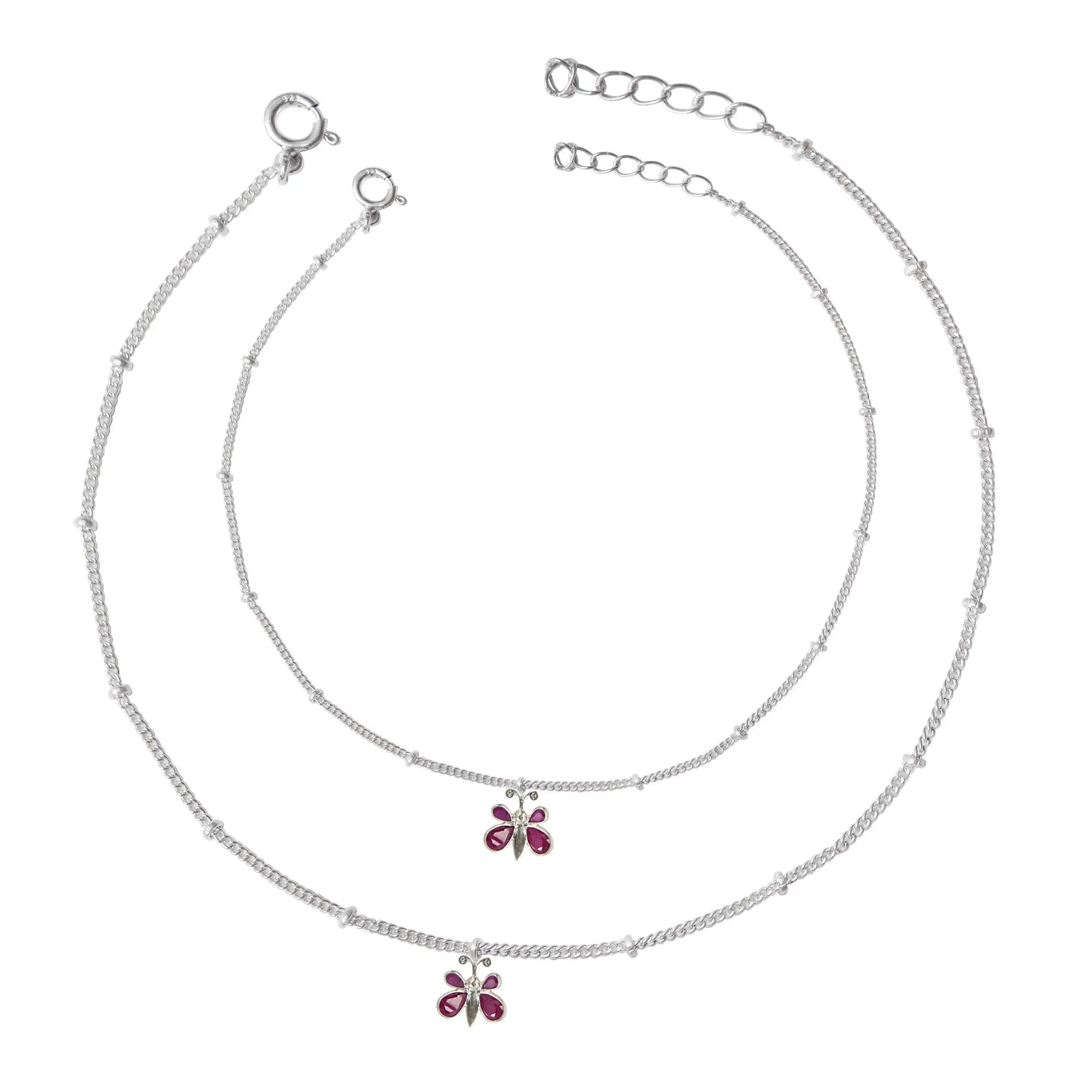 Silver 92.5 Butterfly Anklet