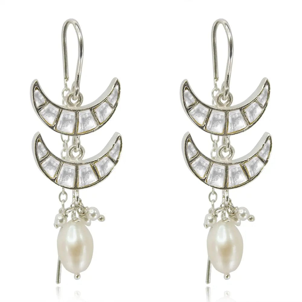 Silver 92.5 Chaand Bali Sui Dhaga Earrings