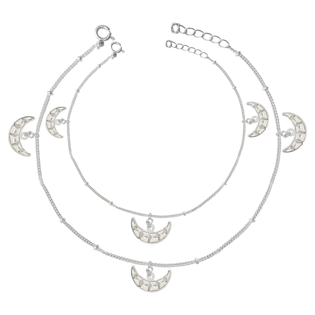 Silver 92.5 Chand Motif Anklets