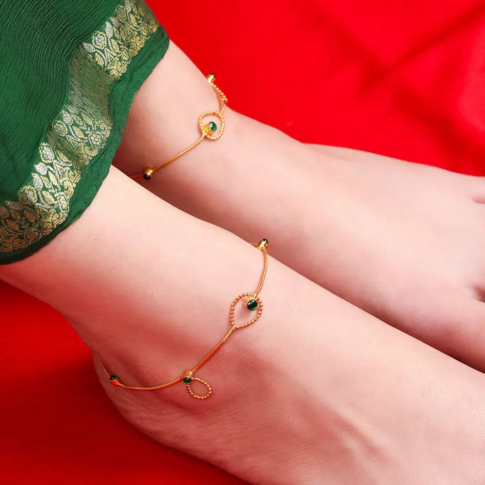 Silver 92.5 Drop Shapes Anklet