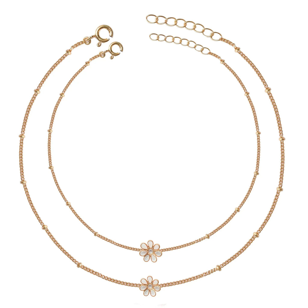 92.5 Sterling Silver Flower Anklet
