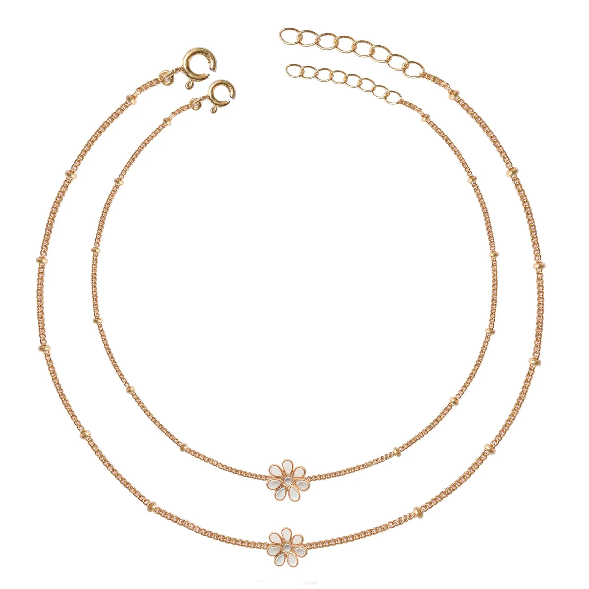 92.5 Sterling Silver Flower Anklet