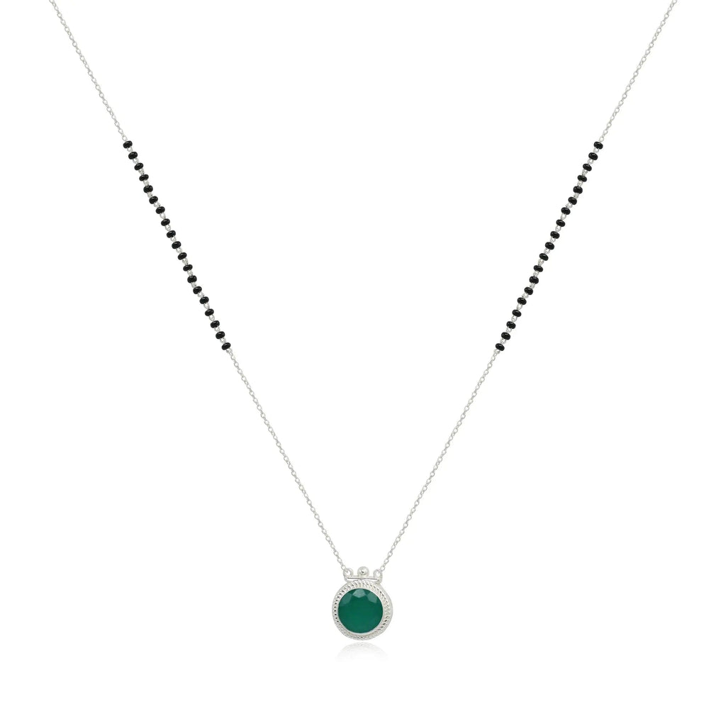 Silver 92.5 Green Mangalsutra Necklace