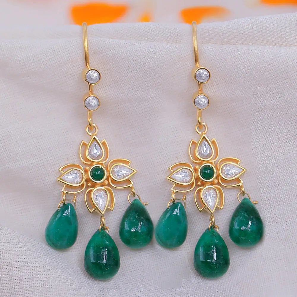 Silver 92.5 Green Sui Dhaga Earring