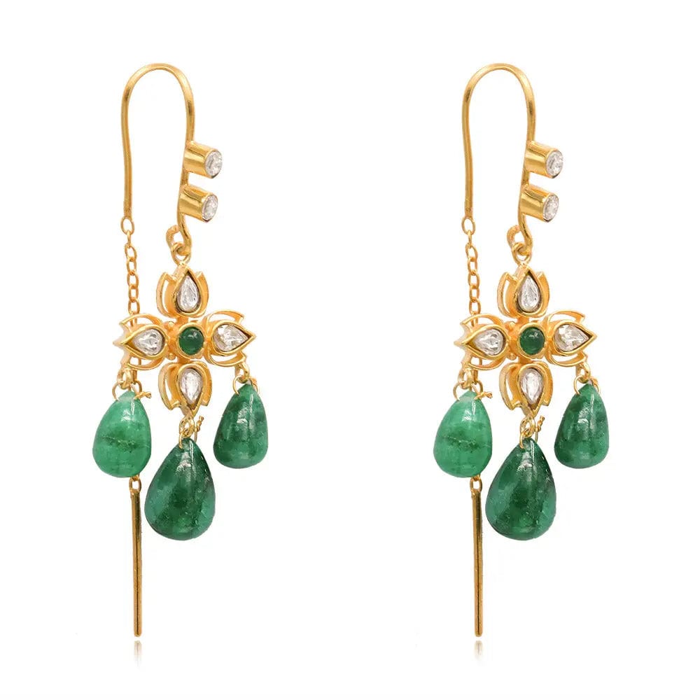 Silver 92.5 Green Sui Dhaga Earring