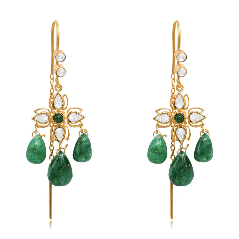 Silver 92.5 Green Sui Dhaga Earring
