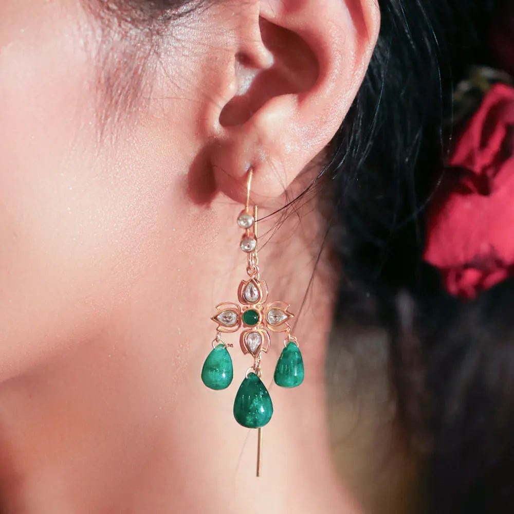Silver 92.5 Green Sui Dhaga Earring