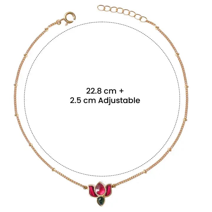 Silver 92.5 Kundan Lotus Anklet & Bracelet