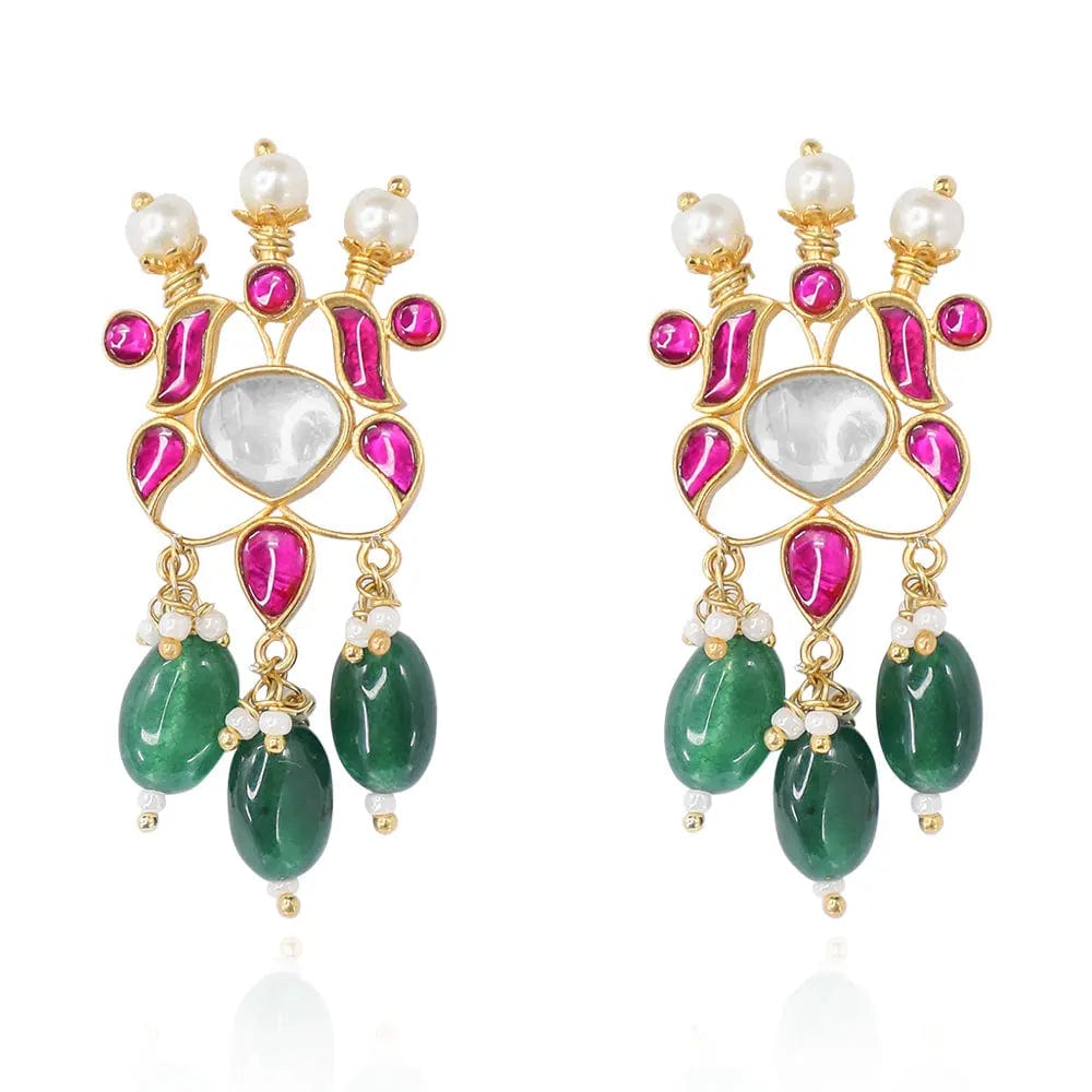 Silver 92.5 Kundan Stone Silver Earrings