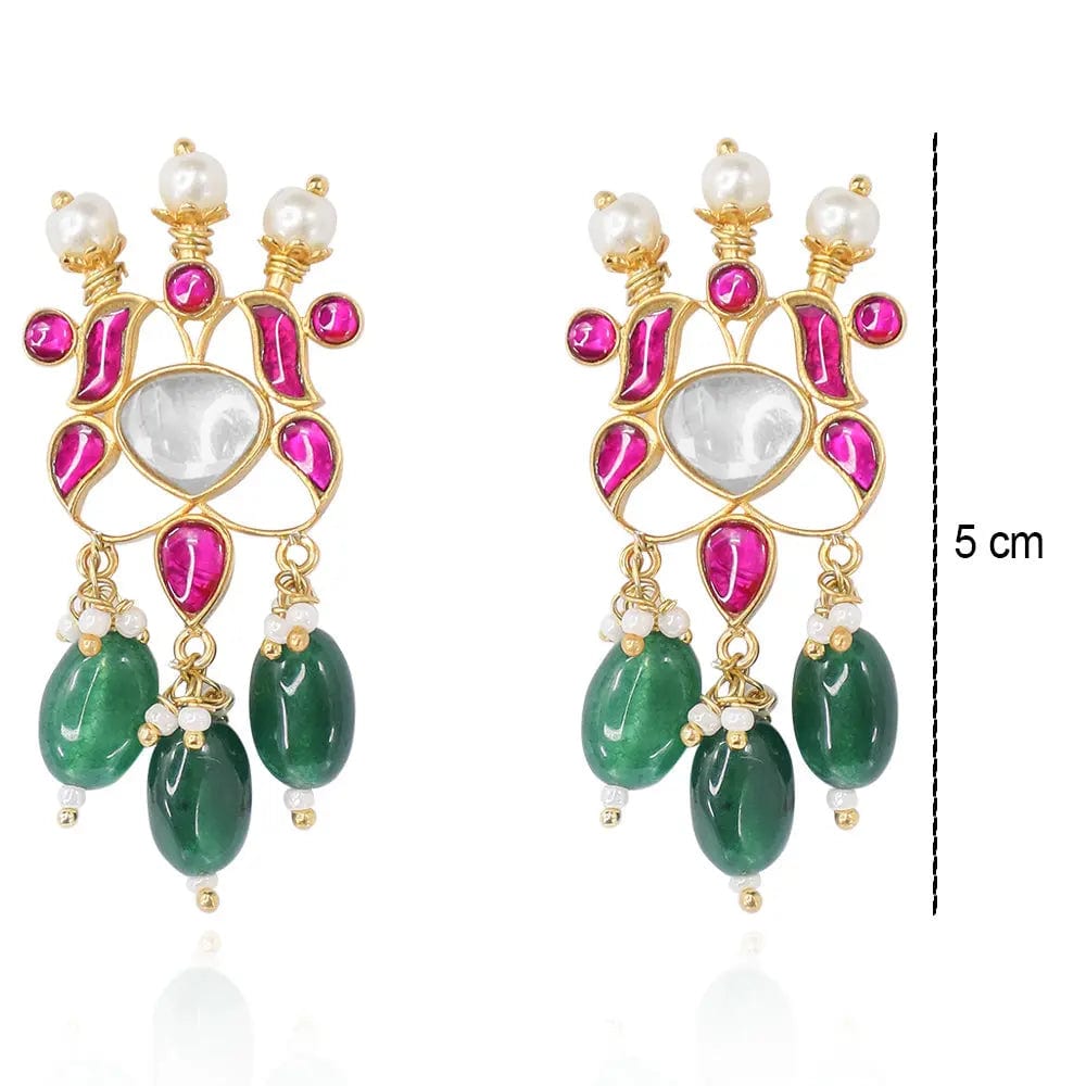 Silver 92.5 Kundan Stone Silver Earrings