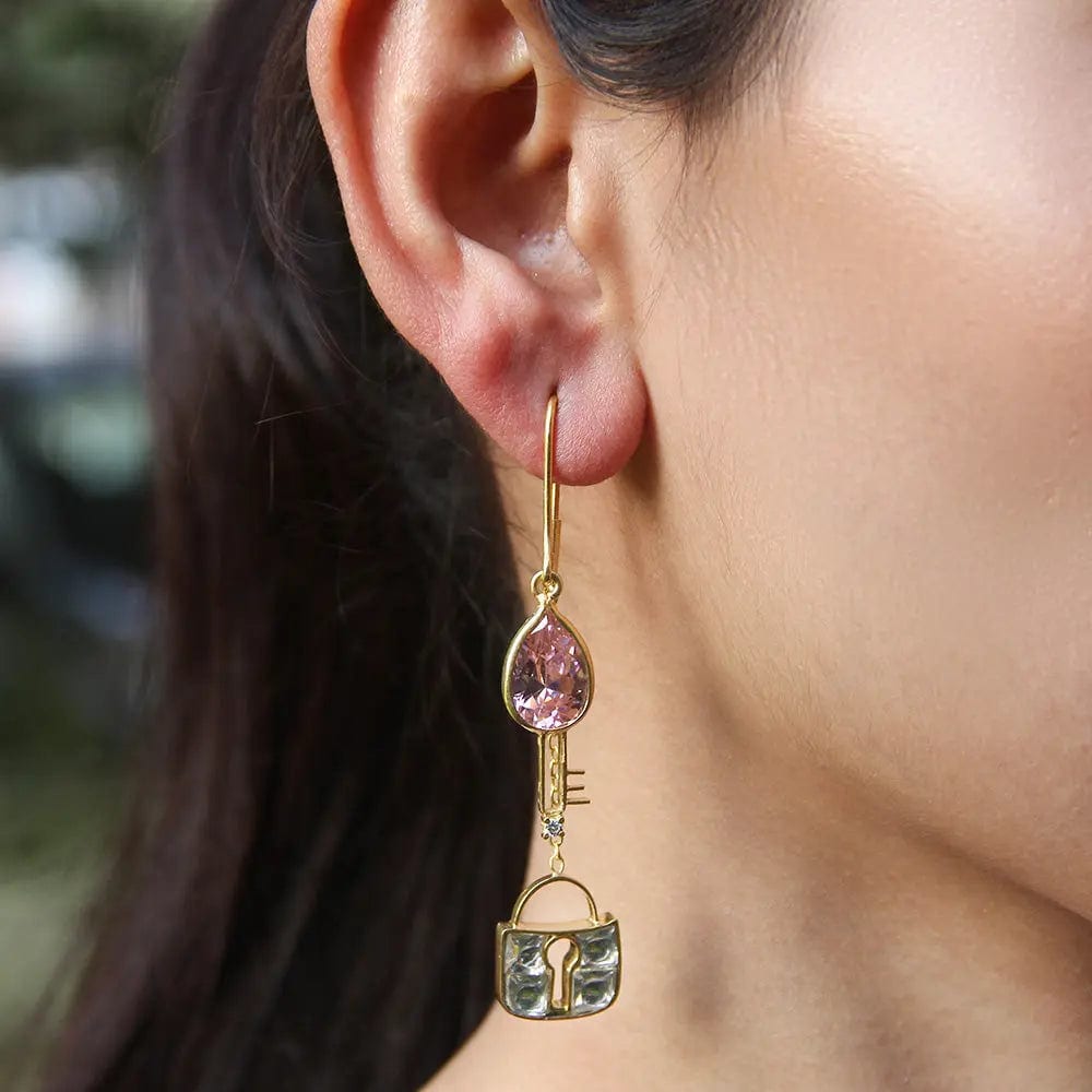 Silver 92.5 Lock And Key Sui Dhaga Earrings
