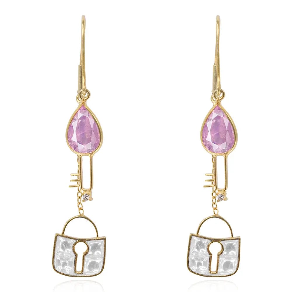 Silver 92.5 Lock And Key Sui Dhaga Earrings