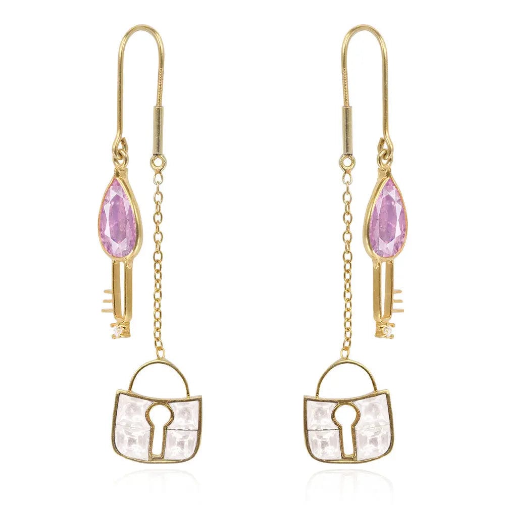 Silver 92.5 Lock And Key Sui Dhaga Earrings