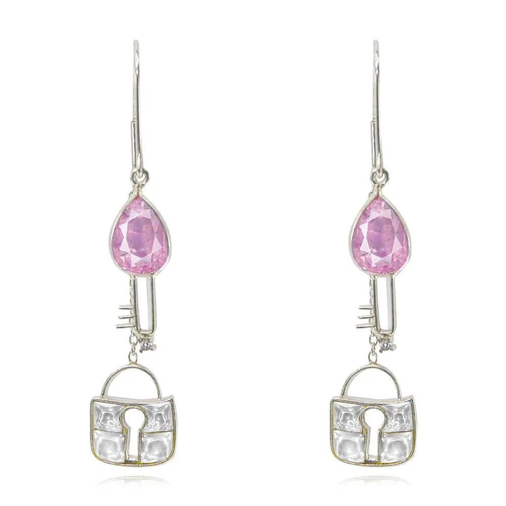 Silver 92.5 Lock And Key Sui Dhaga Earrings